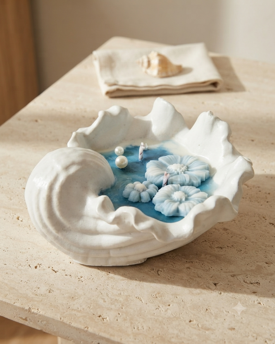 Vela aromática Concha Floral – Coco & Cítricos