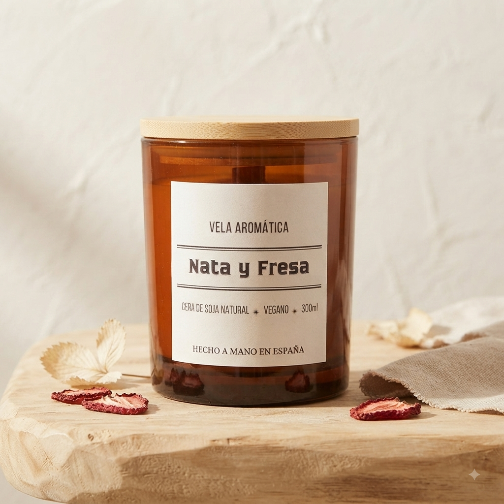Vela aromática Nata y Fresa